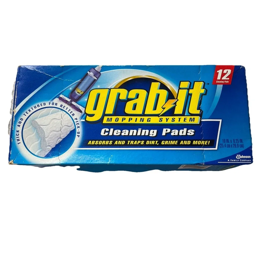 GRAB IT GO MOP Mopping System Cleaning Refill Pads 12 Original  Discontinued Vtg